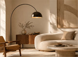 Living room with warm lamp light